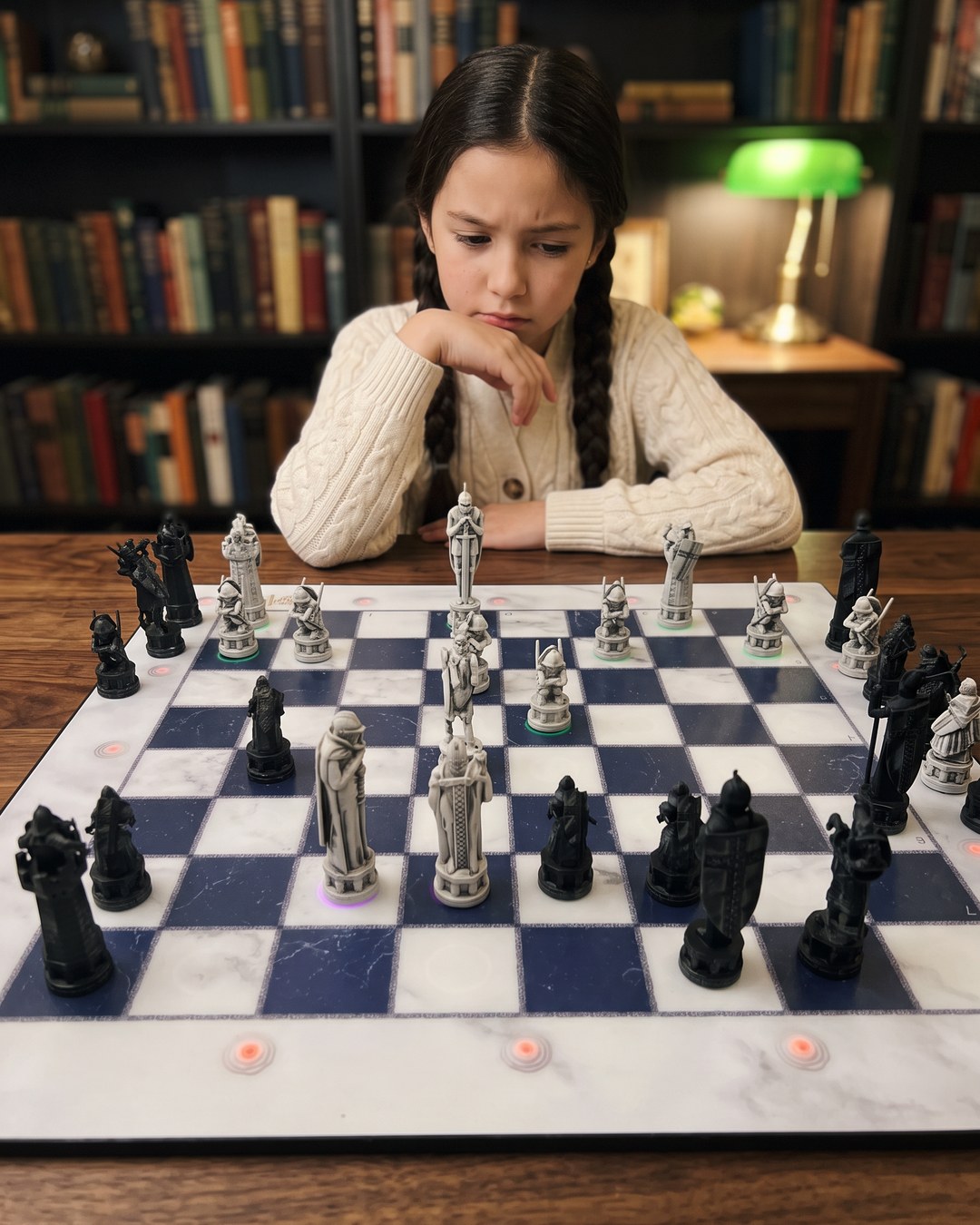 GoChess Wizard, Girl · library · thinking