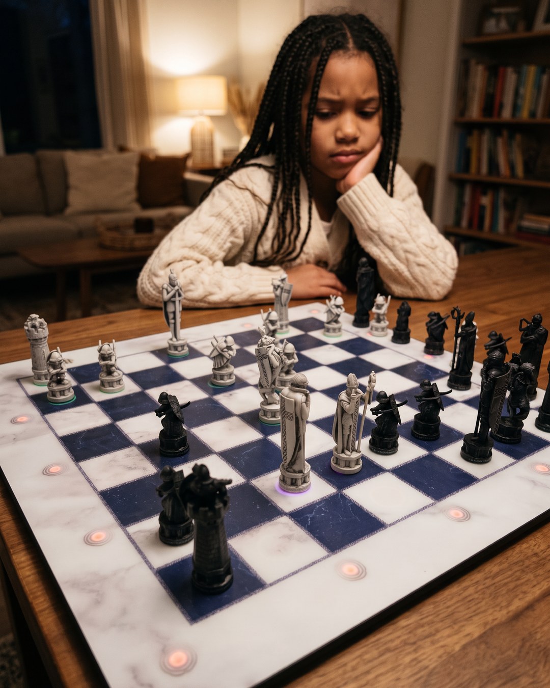 GoChess Wizard, Girl · living room · thinking