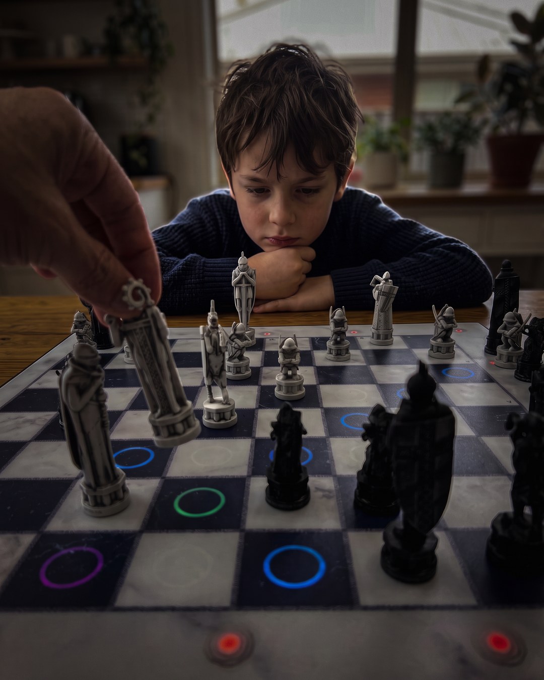 GoChess Wizard, Boy · kitchen · your hand moving · thinking · /rimlight