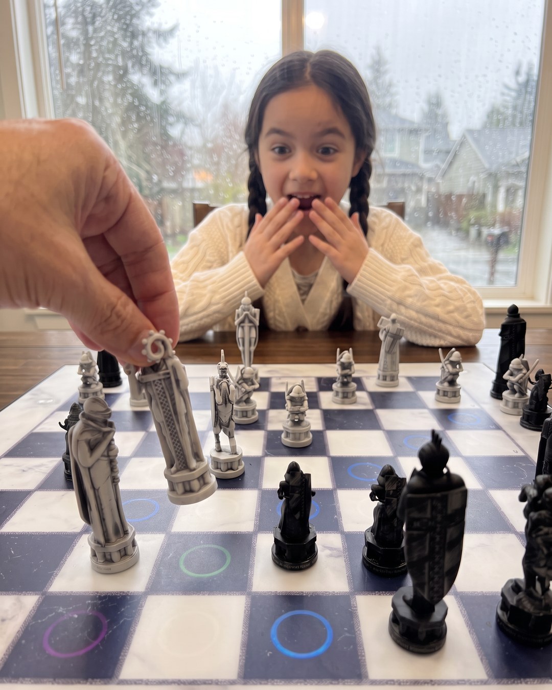 GoChess Wizard, Girl · rainy window · your hand moving · surprised