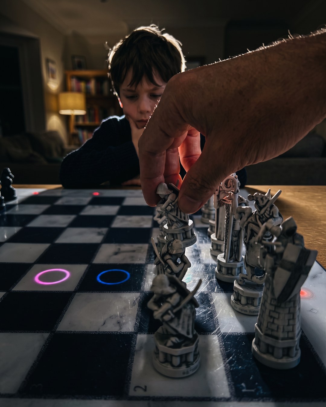 GoChess Wizard, Boy · living room · your hand moving · thinking · /rimlight