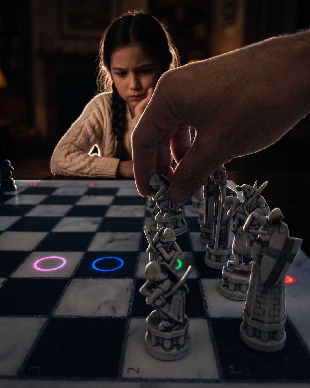 GoChess Wizard, Girl · fireplace · your hand moving · thinking · /lowkey /rimlight