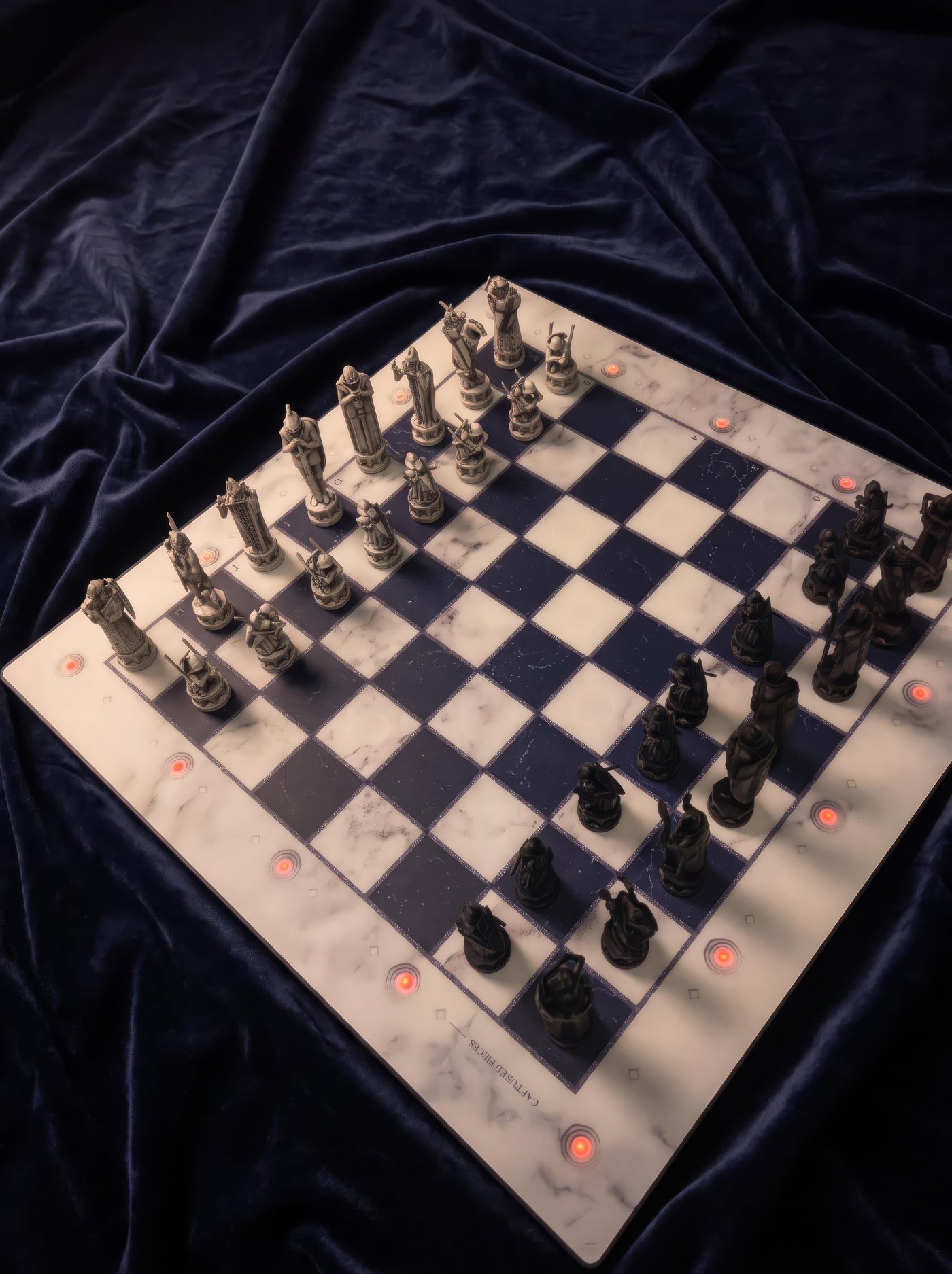 GoChess Wizard, Top-down on navy velvet